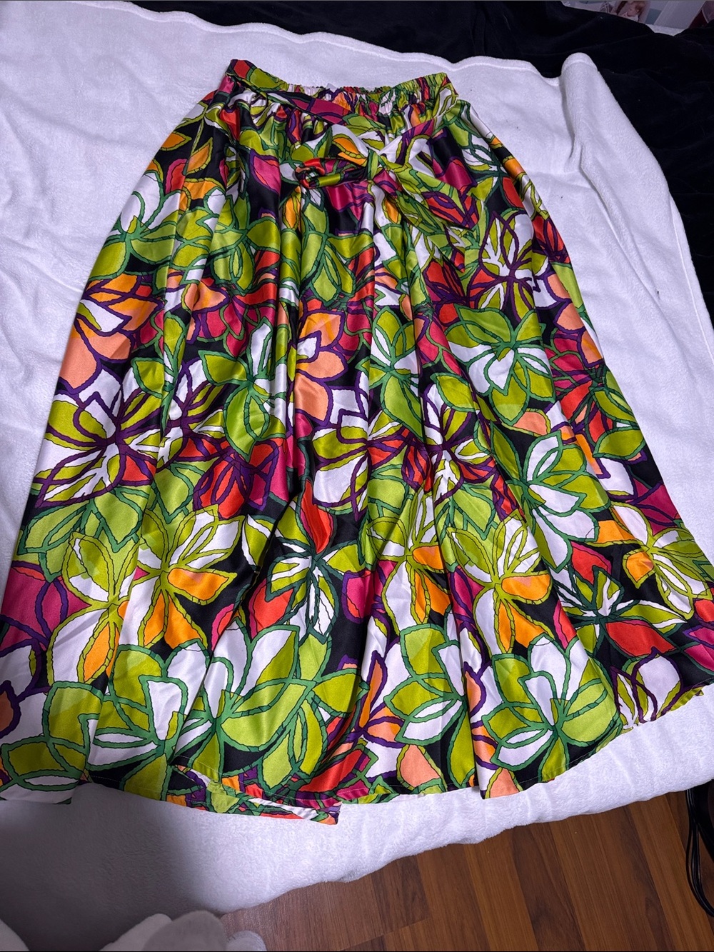 Vibrant Floral A-Line Skirt - Green Multi